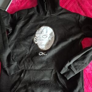 Black Hoodie One Punch Man Anime with Graphic Face Design